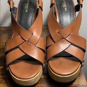Used Coach brand thick wooden heels